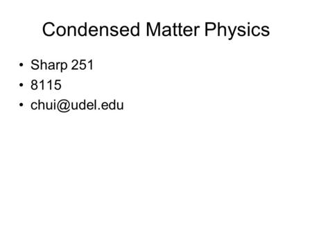 Condensed Matter Physics Sharp 251 8115