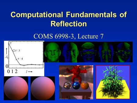Computational Fundamentals of Reflection COMS 6998-3, Lecture 7 0 01 2.
