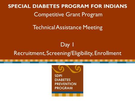 Special Diabetes Program for Indians Competitive Grant Program SPECIAL DIABETES PROGRAM FOR INDIANS Competitive Grant Program Technical Assistance Meeting.