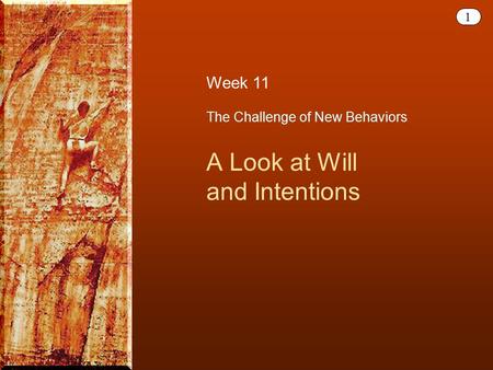 1 The Challenge of New Behaviors A Look at Will and Intentions Week 11.