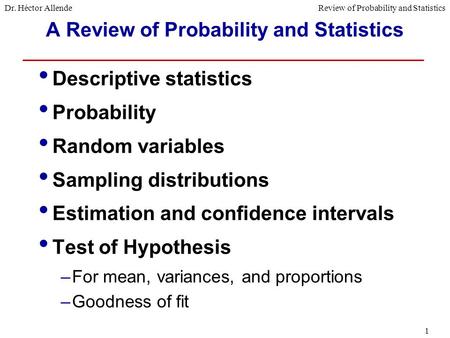 A Review of Probability and Statistics
