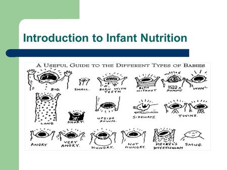 Introduction to Infant Nutrition. Framework – Growth and Assessment – Nutrient needs – Formula and Breast milk – Feeding development and relationship.