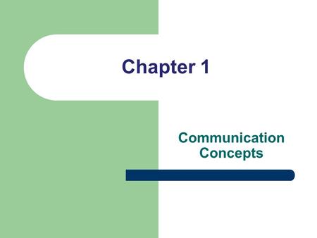 Chapter 1 Communication Concepts. Communication Defined What is communication? …the process of sending and receiving messages Shared understanding is.