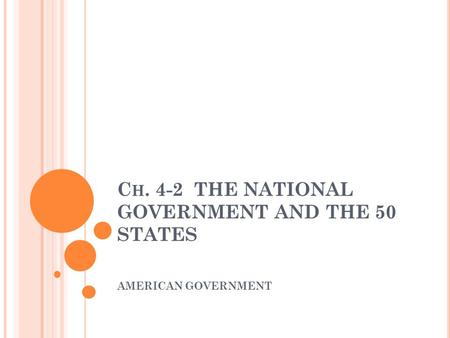 C H. 4-2 THE NATIONAL GOVERNMENT AND THE 50 STATES AMERICAN GOVERNMENT.