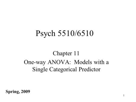 Chapter 11 One-way ANOVA: Models with a Single Categorical Predictor