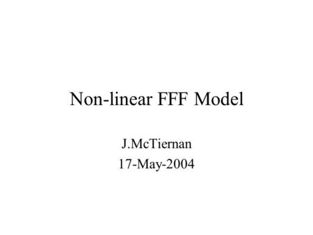 Non-linear FFF Model J.McTiernan 17-May-2004. Optimization method (cont): Iterative process, start with Potential field, extrapolated from magnetogram.