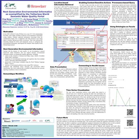 Next Generation Environmental Informatics as exemplified by the Tetherless World Semantic Water Quality Portal Ping Wang 1 Jin Guang.