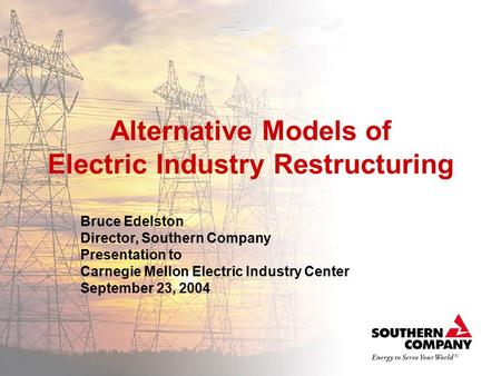 Alternative Models of Electric Industry Restructuring
