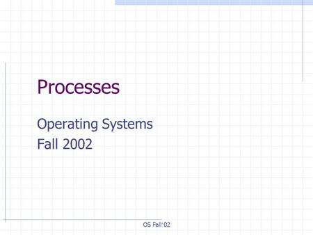 OS Fall ’ 02 Processes Operating Systems Fall 2002.