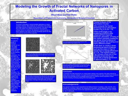 Modeling the Growth of Fractal Networks of Nanopores in Activated Carbon Mikael Wood and Peter Pfeifer Department of Physics and Astronomy, University.
