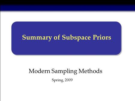 Modern Sampling Methods Summary of Subspace Priors Spring, 2009.