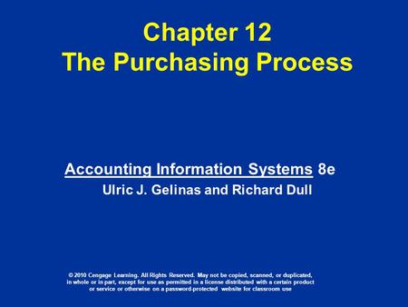 Chapter 12 The Purchasing Process