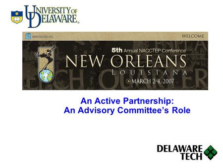 An Active Partnership: An Advisory Committee’s Role.