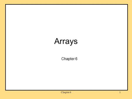 Arrays Chapter 6 Chapter 6.