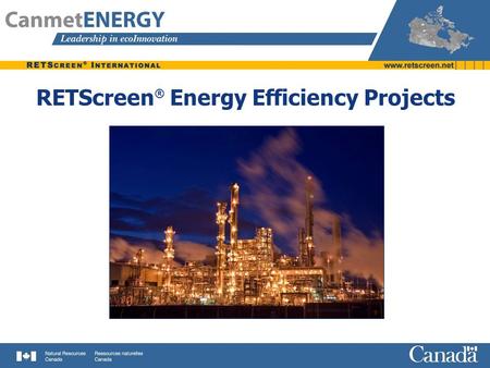 RETScreen® Energy Efficiency Projects