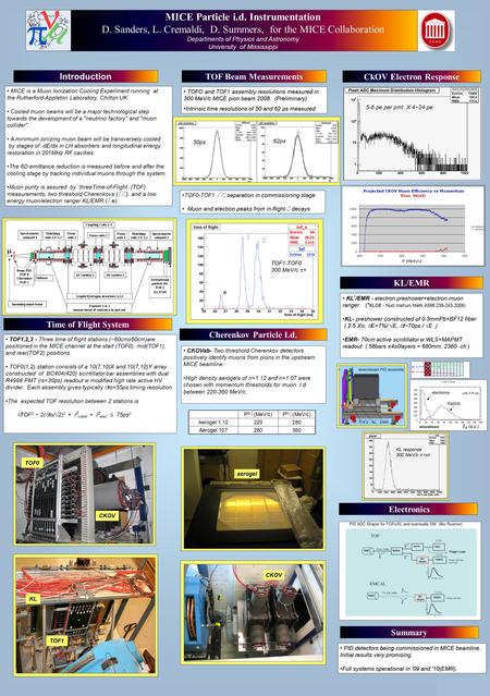 Printed by www.postersession.com MICE is a Muon Ionization Cooling Experiment running at the Rutherford-Appleton Laboratory, Chilton UK. Cooled muon beams.