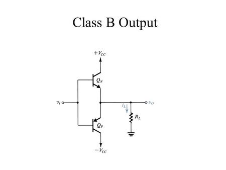 Class B Output. Biasing the Class B Output * No DC current is used to bias this configuration. *Activated when the input voltage is greater than the Vbe.