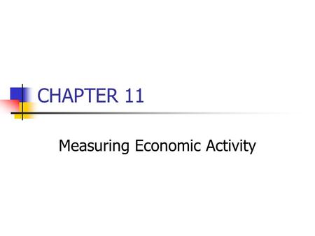 CHAPTER 11 Measuring Economic Activity. Business Cycle Alternating periods of economic expansion and contraction Recovery Inflation Peak Recession Depression.