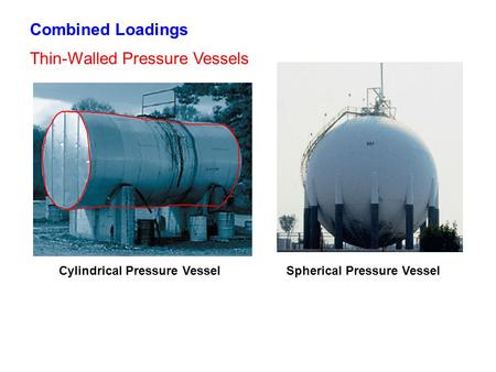 Combined Loadings Thin-Walled Pressure Vessels Cylindrical Pressure VesselSpherical Pressure Vessel.