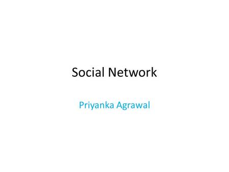 Social Network Priyanka Agrawal. Abstract Social Networks to keep in touch with friends, family and community Newer Web 2.0 technologies encourage Social.