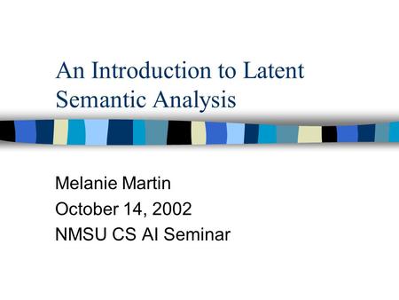 An Introduction to Latent Semantic Analysis