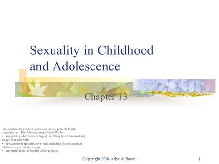 Sexuality in Childhood and Adolescence