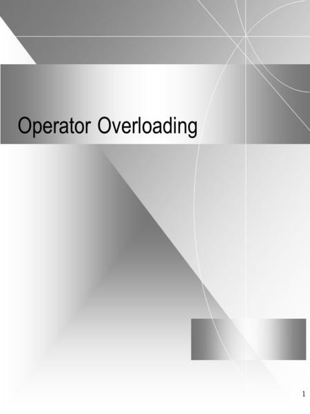 1 Operator Overloading. 2 Syntax The general syntax is: [friend] returntype operator ( ) { ; }