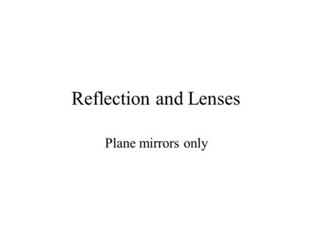 Reflection and Lenses Plane mirrors only 14-2 Flat Mirrors