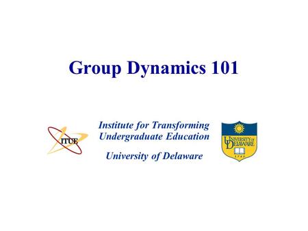University of Delaware Group Dynamics 101 Institute for Transforming Undergraduate Education.