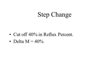 Step Change Cut off 40% in Reflux Percent. Delta M = 40%