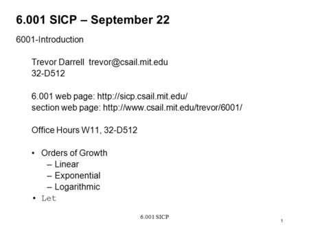 6.001 SICP – September Introduction