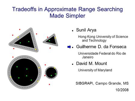 Tradeoffs in Approximate Range Searching Made Simpler Sunil Arya Hong Kong University of Science and Technology Guilherme D. da Fonseca Universidade Federal.