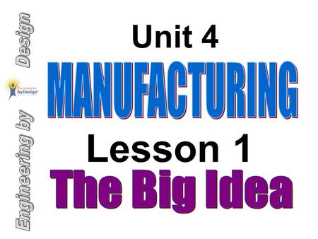 Unit 4 MANUFACTURING Lesson 1 The Big Idea.