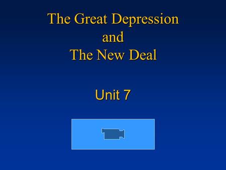The Great Depression and The New Deal Unit 7. The Stock Market Crash Millions of dollars were invested in the stock market in the 20’s, as stock value.