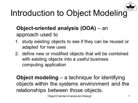 Introduction to Object Modeling