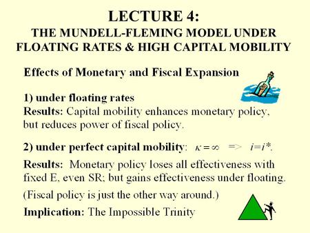 LECTURE 4: THE MUNDELL-FLEMING MODEL UNDER FLOATING RATES & HIGH CAPITAL MOBILITY.
