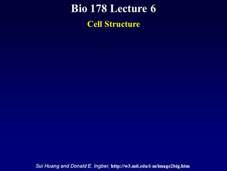Bio 178 Lecture 6 Cell Structure Sui Huang and Donald E. Ingber,