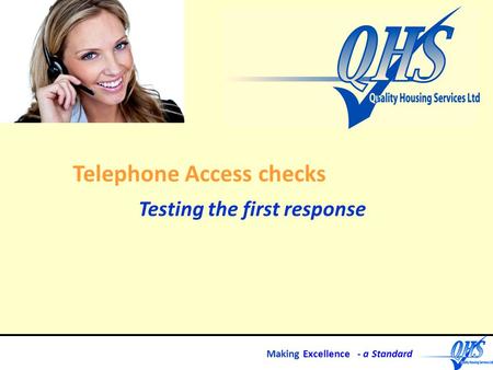 Making Excellence - a Standard Telephone Access checks Testing the first response.
