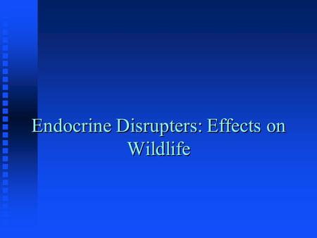 Endocrine Disrupters: Effects on Wildlife. What Are Endocrine Disrupters? n The Endocrine System Regulates Numerous Biological Functions n The hormones.