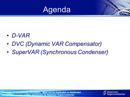 Agenda D-VAR DVC (Dynamic VAR Compensator)