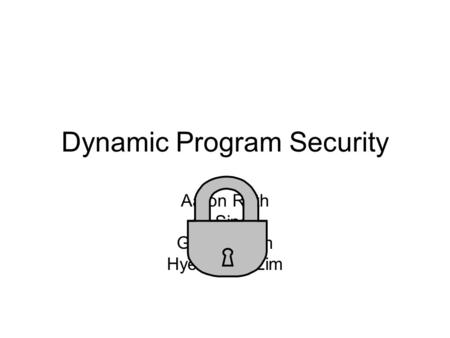 Dynamic Program Security Aaron Roth Ali Sinop Gunhee Kim Hyeontaek Lim.