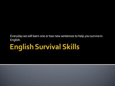 Everyday we will learn one or two new sentences to help you survive in English.