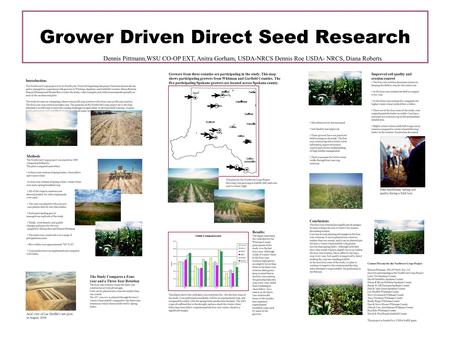 Grower Driven Direct Seed Research Dennis Pittmann,WSU CO-OP EXT, Anitra Gorham, USDA-NRCS Dennis Roe USDA- NRCS, Diana Roberts Improved soil quality and.