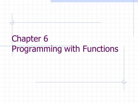 Chapter 6 Programming with Functions. FUNCTIONS Intrinsic Functions (or called library functions) Function Subprograms: programmer-defined functions.
