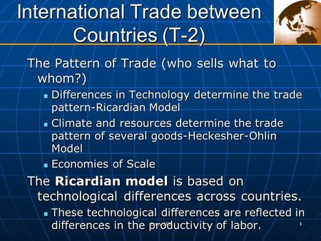 International Trade between Countries (T-2)