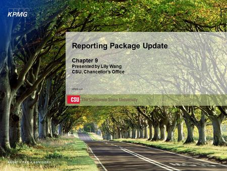 Reporting Package Update Chapter 9 Presented by Lily Wang CSU, Chancellor’s Office KPMG LLP.