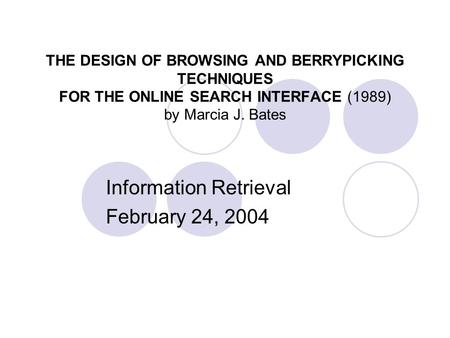 Information Retrieval February 24, 2004
