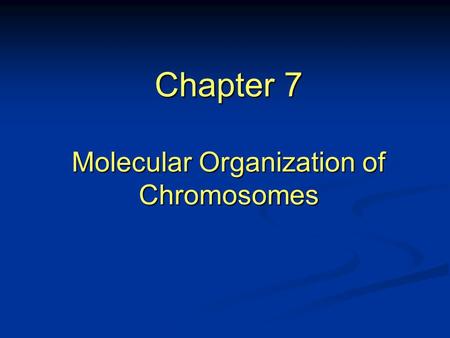 Chapter 7 Molecular Organization of Chromosomes. The range of genome sizes in the animal & plant kingdoms.