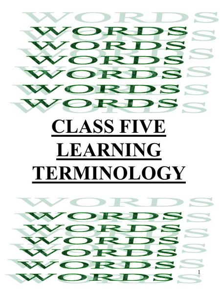 1 CLASS FIVE LEARNING TERMINOLOGY. 2 3 RECEPTIVE: WORDS YOU UNDERSTAND WHEN YOU SEE OR HEAR THEM. EXPRESSIVE: WORDS YOU USE. WHICH IS DEVELOPED FIRST?