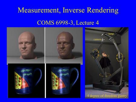Measurement, Inverse Rendering COMS 6998-3, Lecture 4.